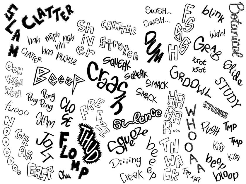 Handwritten SFX and signs